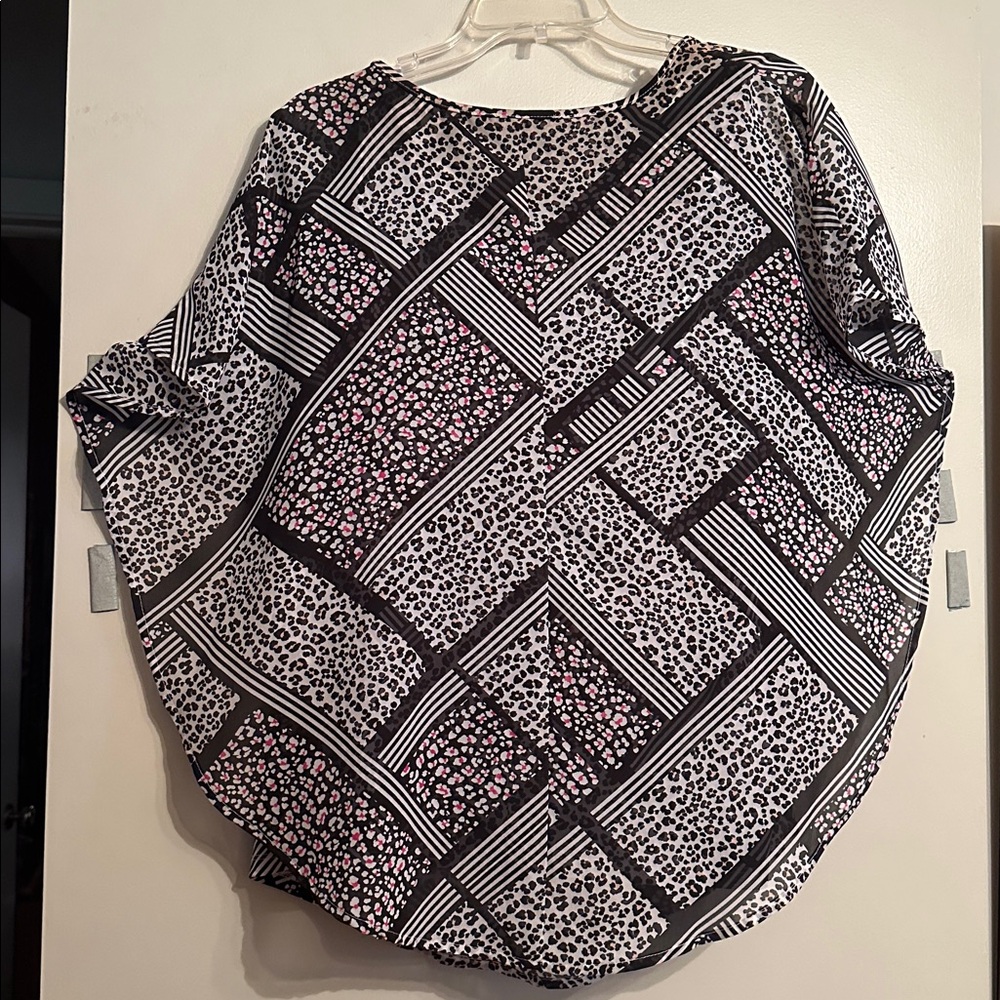 Geometric and Leopard Print Blouse